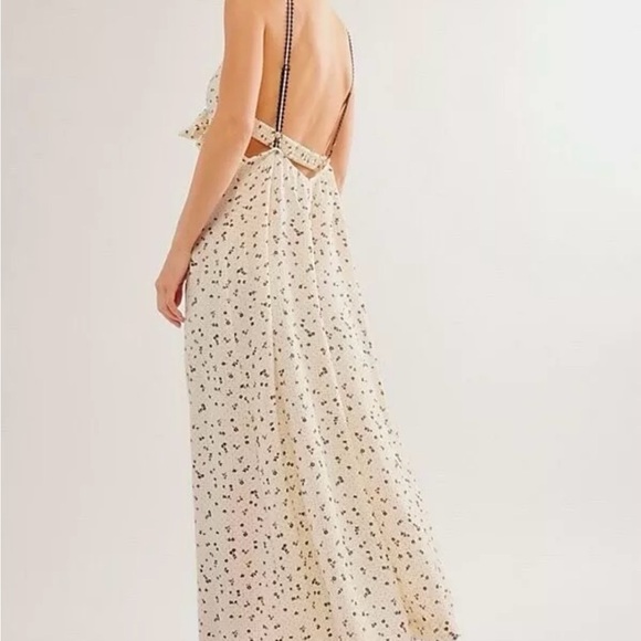 Free People Coming Home Wide Leg Romper Size XS Ivory Front Bow - Picture 4 of 15